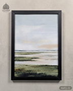 Calm Marsh and Sky - Abstract Watercolor Landscapes #01 - Glass Framed Wall Art