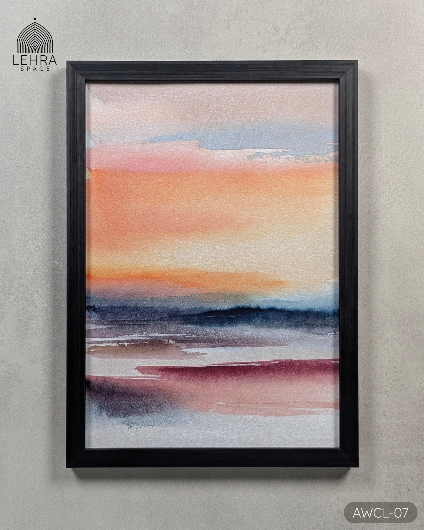 Pastel Peach Sunset - Abstract Watercolor Landscapes #07 - Glass Framed Wall Art