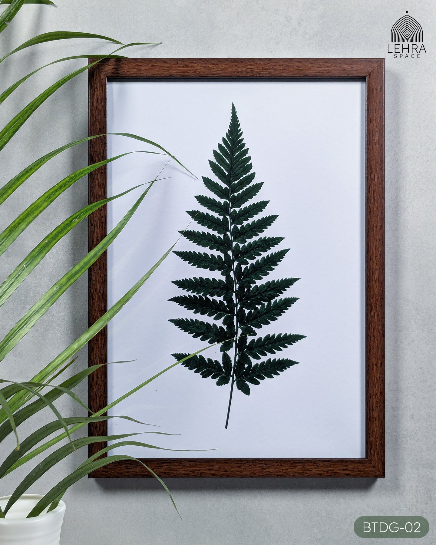 Minimalist Forest Fern - Botanical Dark Green #02 - Glass Framed Wall Art