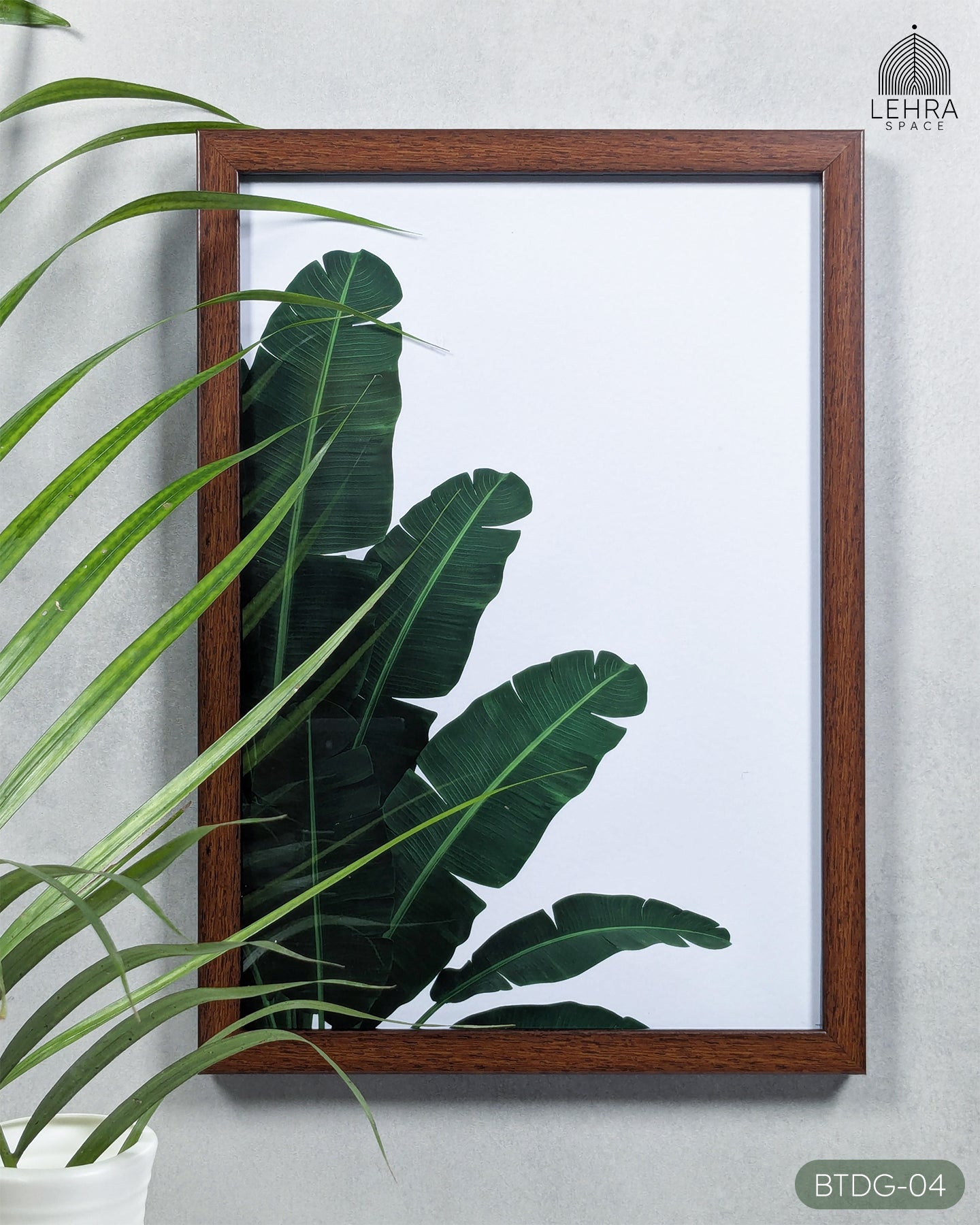 Tropical Banana Leaves - Botanical Dark Green #04 - Glass Framed Wall Art