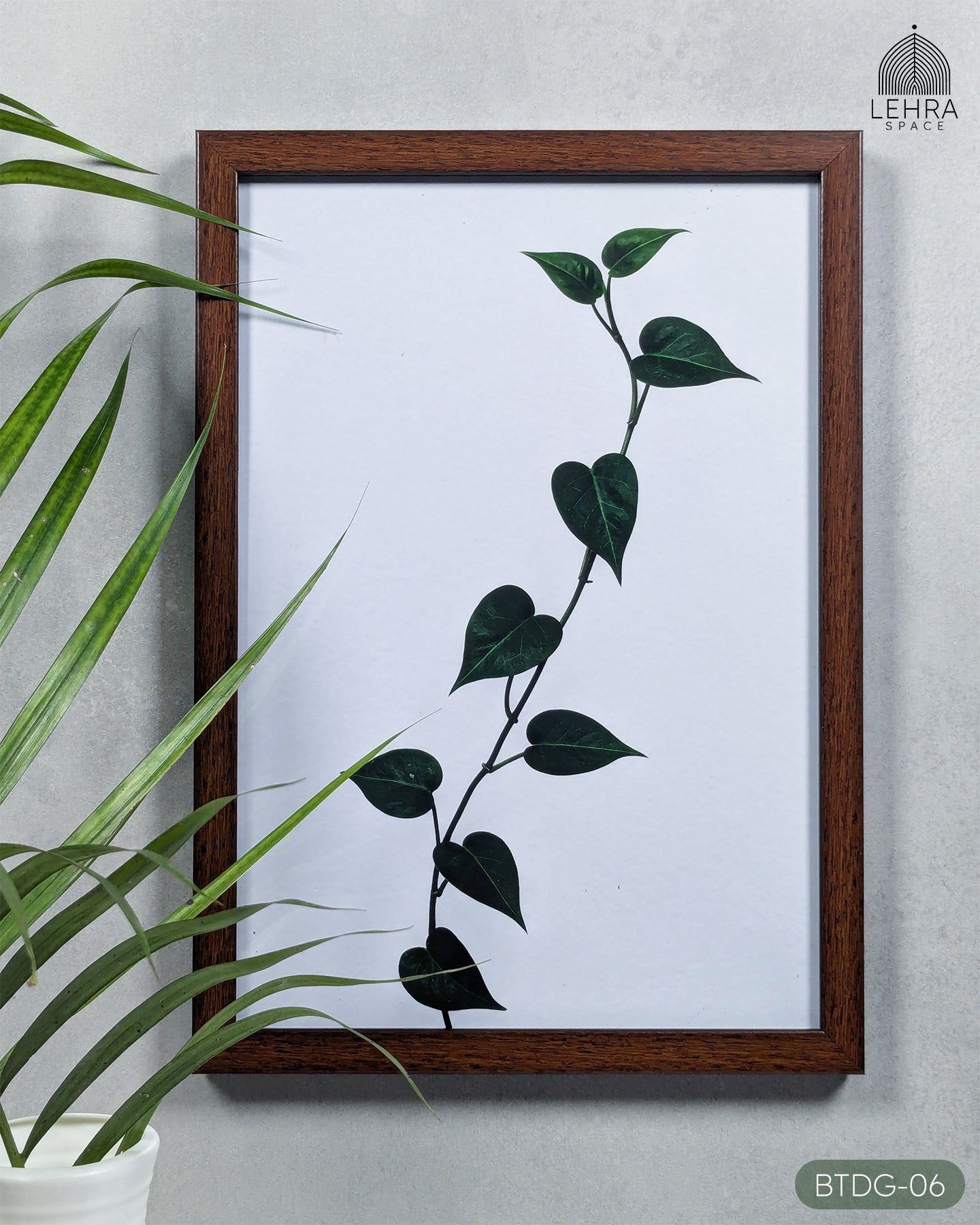 Green Pothos Vine - Botanical Dark Green #06 - Glass Framed Wall Art