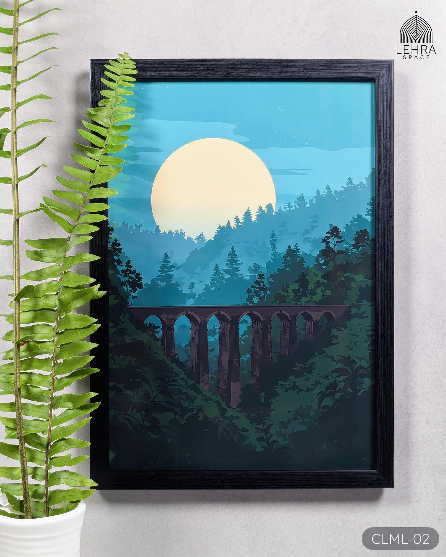 Nine Arch in Mist - Ceylon Landscapes by Moonlight #02 - Glass Framed Wall Art