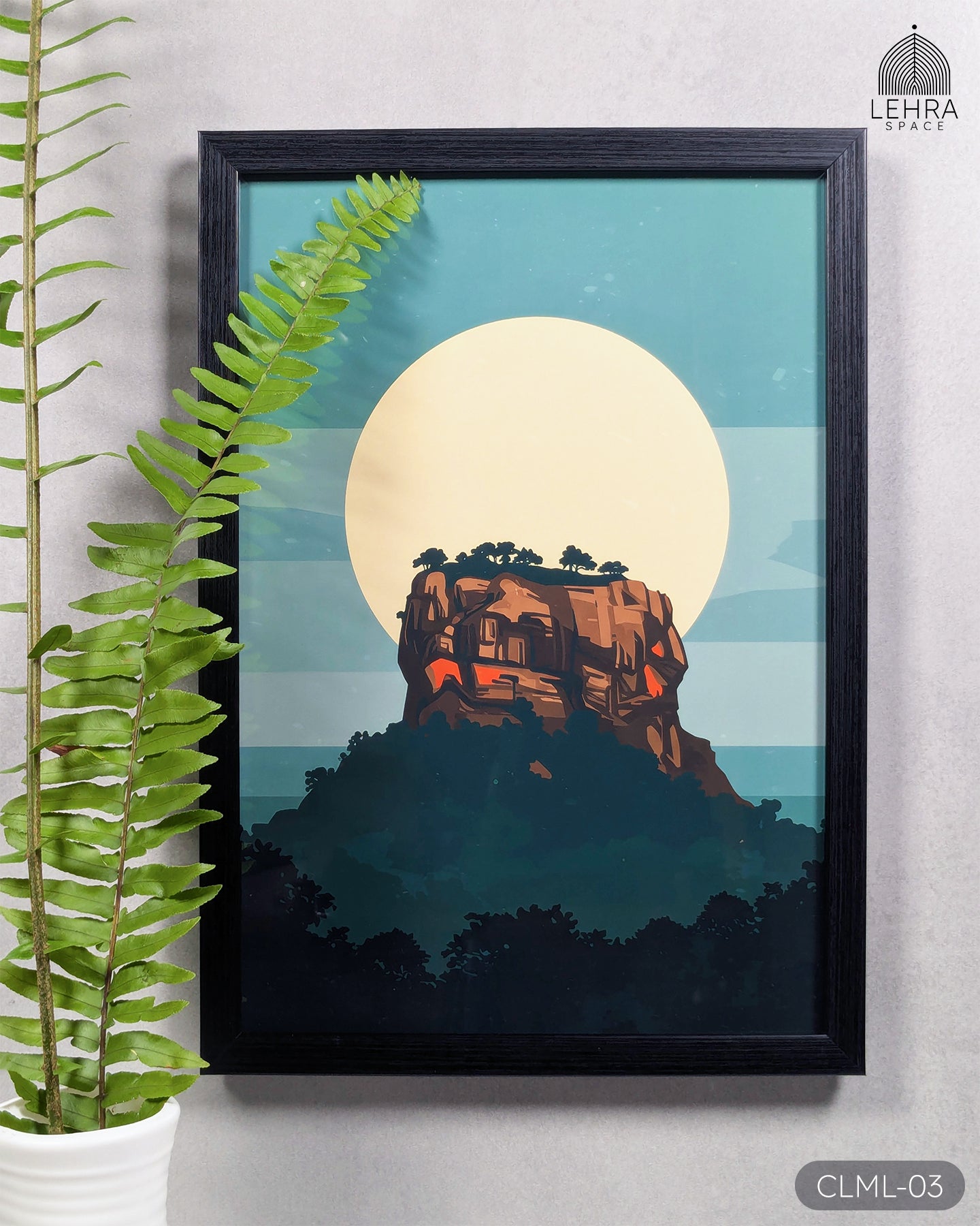 Sigiriya Moonrise - Ceylon Landscapes by Moonlight #03 - Glass Framed Wall Art