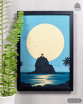 Coastal Rock Island - Ceylon Landscapes by Moonlight #07 - Glass Framed Wall Art