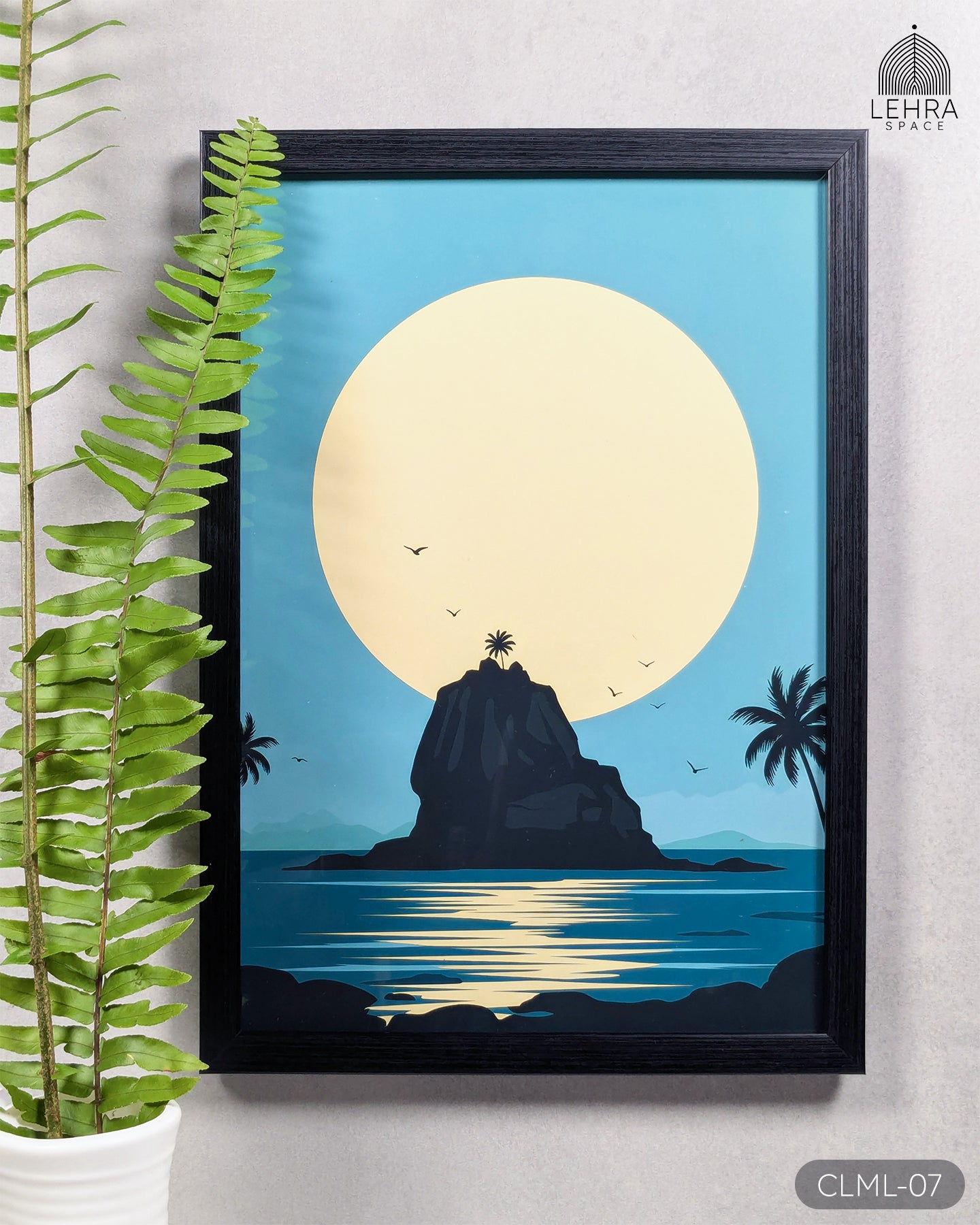 Coastal Rock Island - Ceylon Landscapes by Moonlight #07 - Glass Framed Wall Art