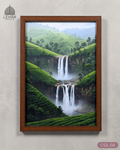Tea Estate Waterfall - Ceylon Scenery Illustrated #04 - Glass Framed Wall Art