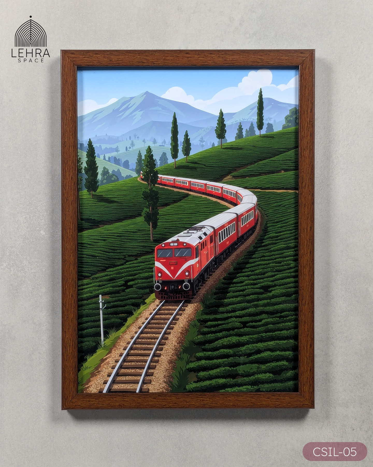 Upcountry Train Journey - Ceylon Scenery Illustrated #05 - Glass Framed Wall Art