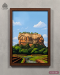 Sigiriya Rock Fortress - Ceylon Scenery Illustrated #06 - Glass Framed Wall Art