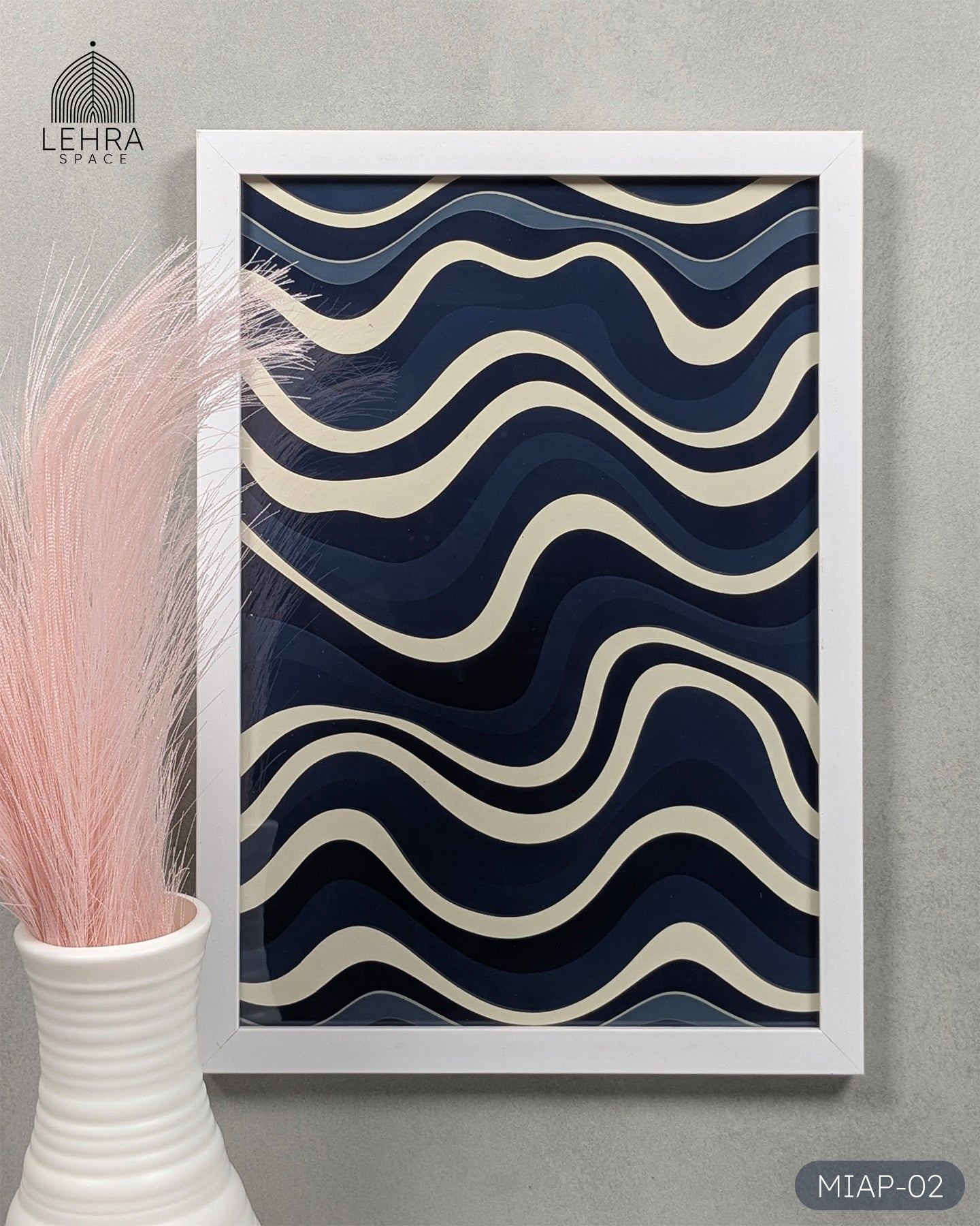 Modern Indigo Abstract Patterns #02 - Glass Framed Wall Art