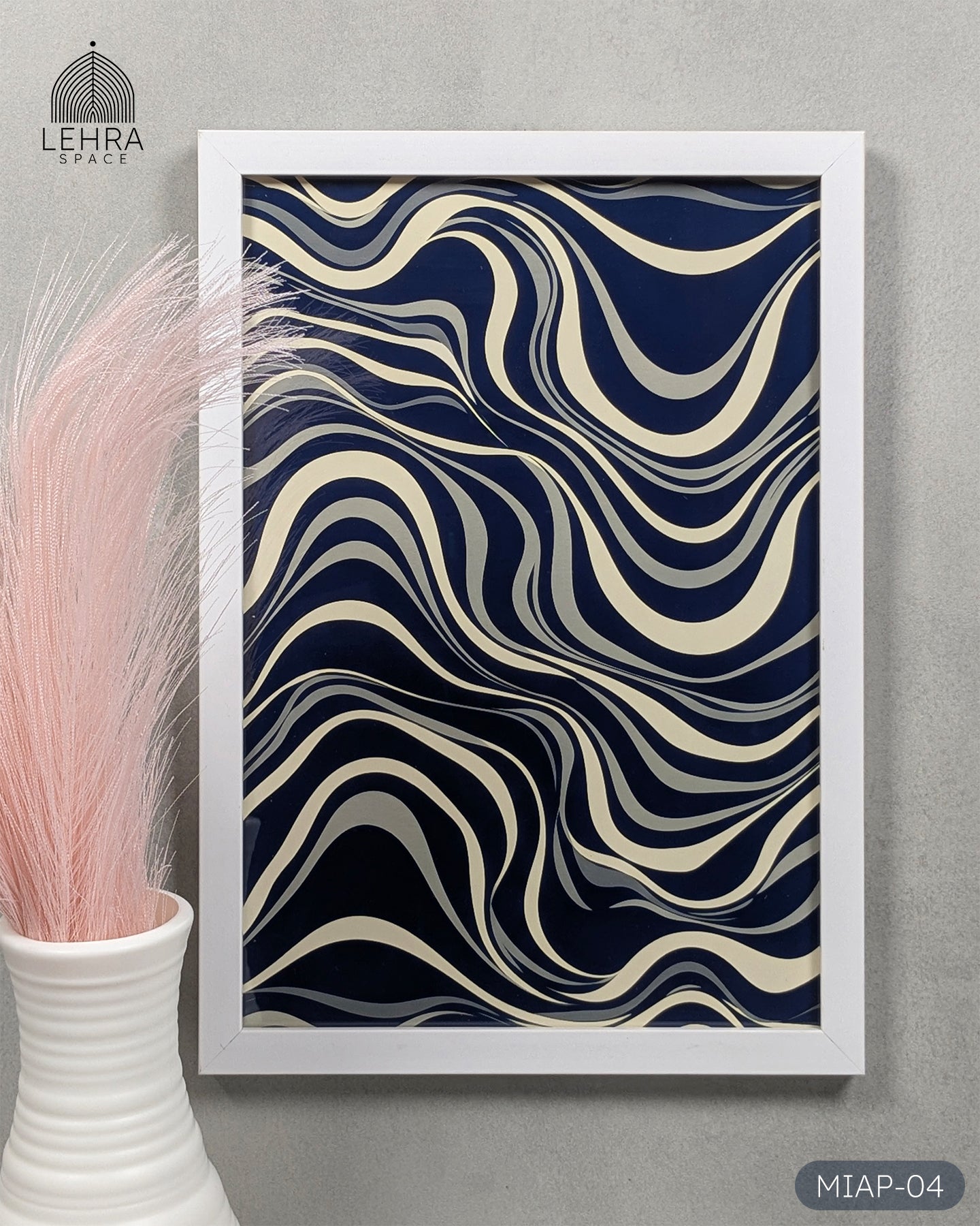 Modern Indigo Abstract Patterns #04 - Glass Framed Wall Art