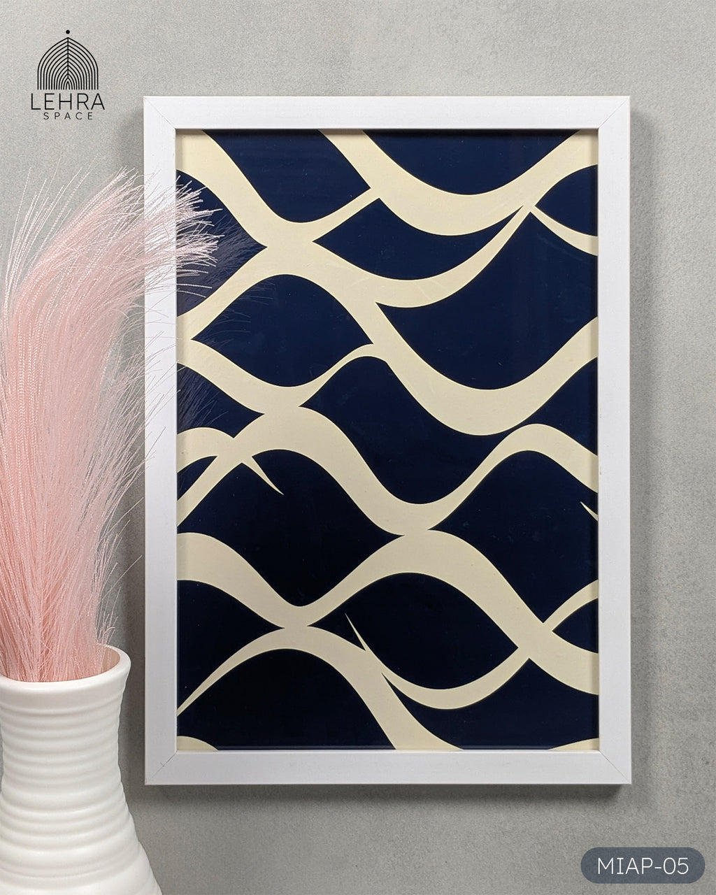 Modern Indigo Abstract Patterns #05 - Glass Framed Wall Art