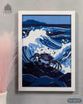 Coastal Rock Crab - Marine Life in Dark Blue #07 - Glass Framed Wall Art
