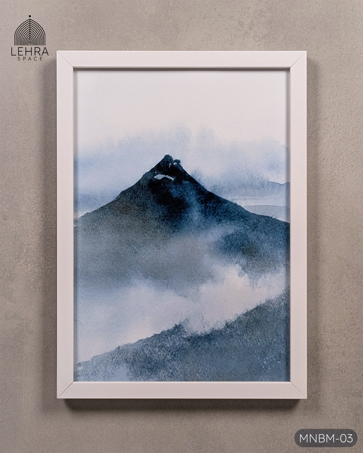 Minimalist Blue Mountains #03 - Glass Framed Wall Art