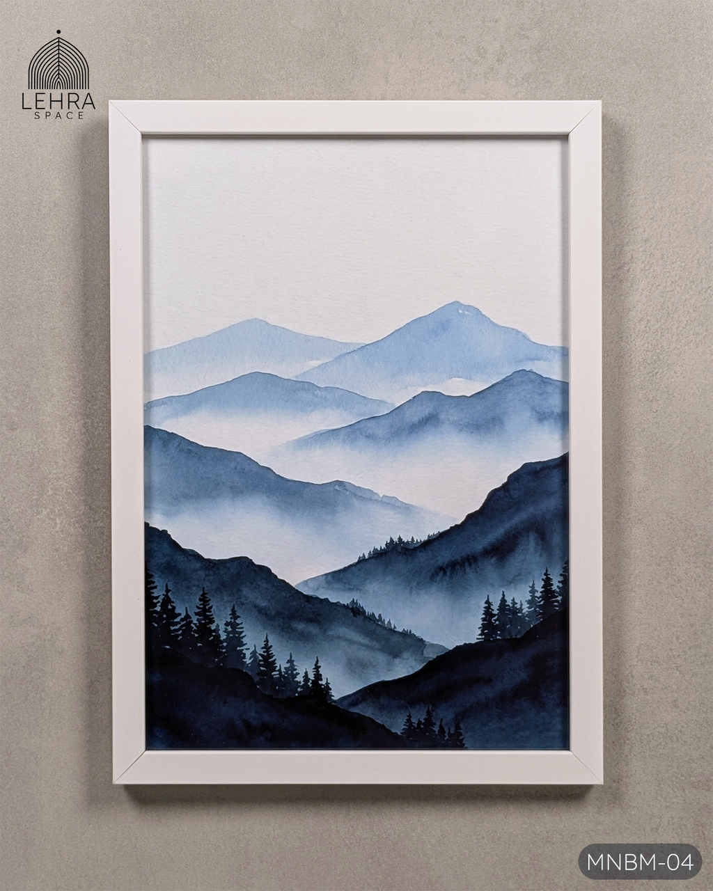Minimalist Blue Mountains #04 - Glass Framed Wall Art