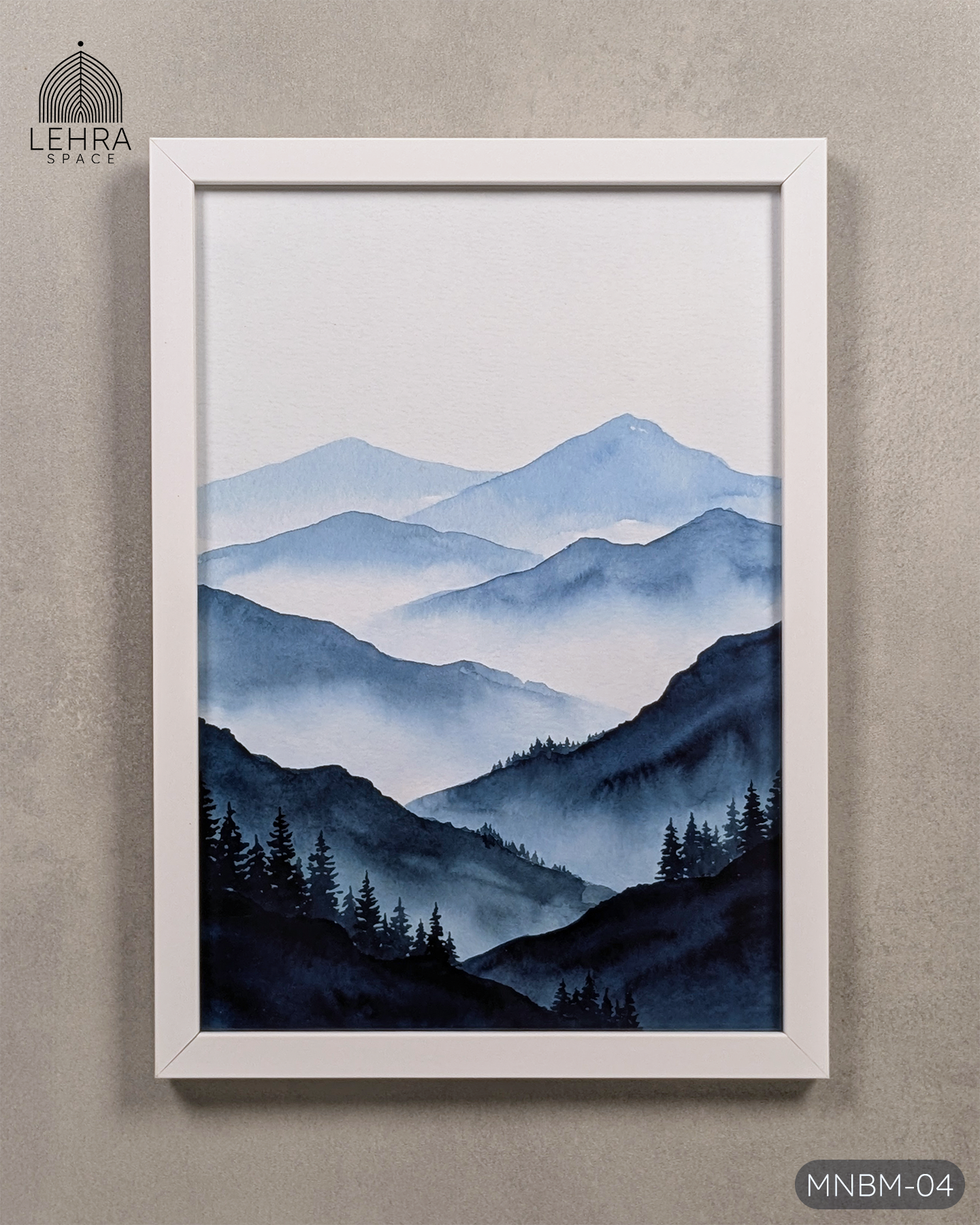 Minimalist Blue Mountains #04 - Glass Framed Wall Art