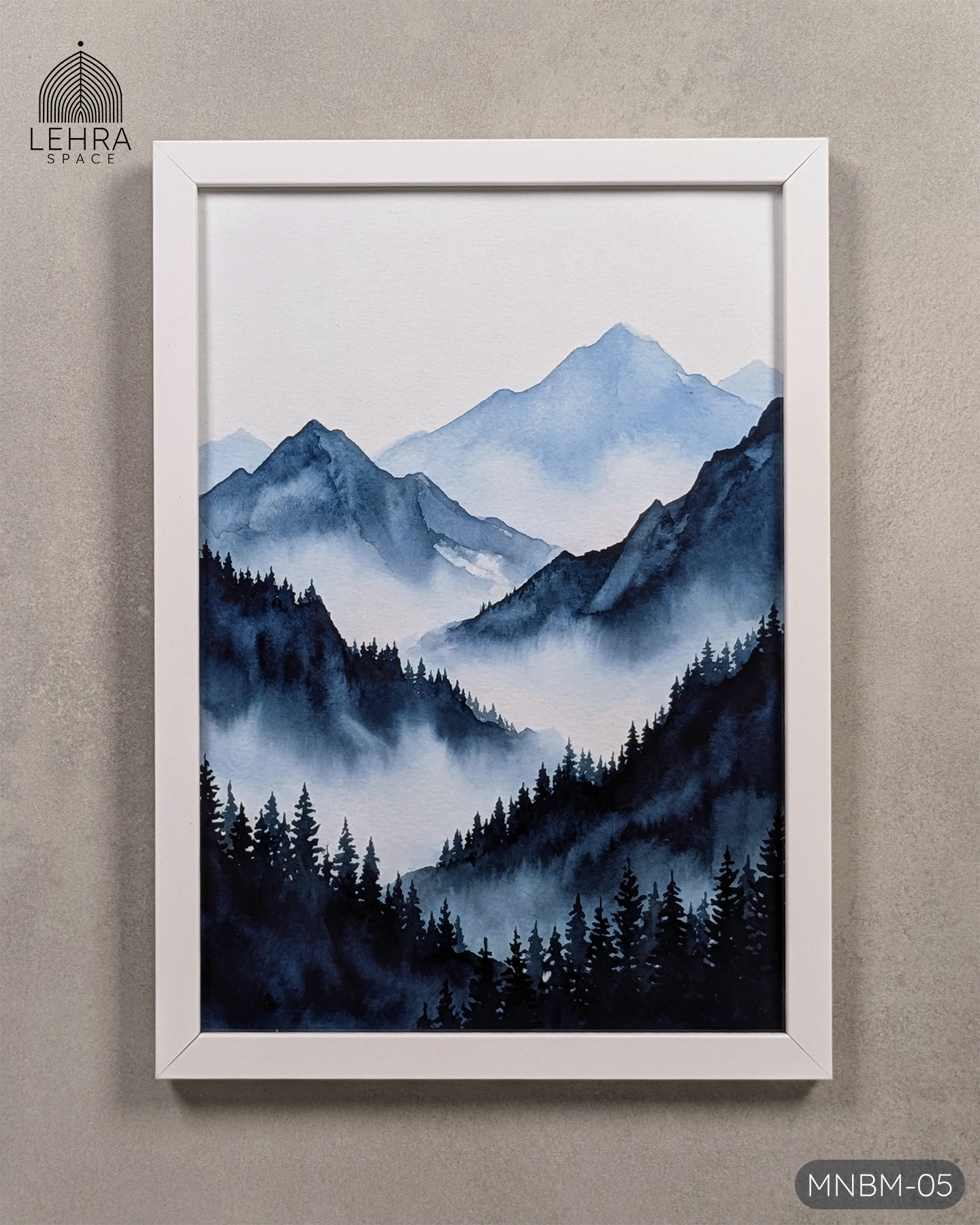 Minimalist Blue Mountains #05 - Glass Framed Wall Art