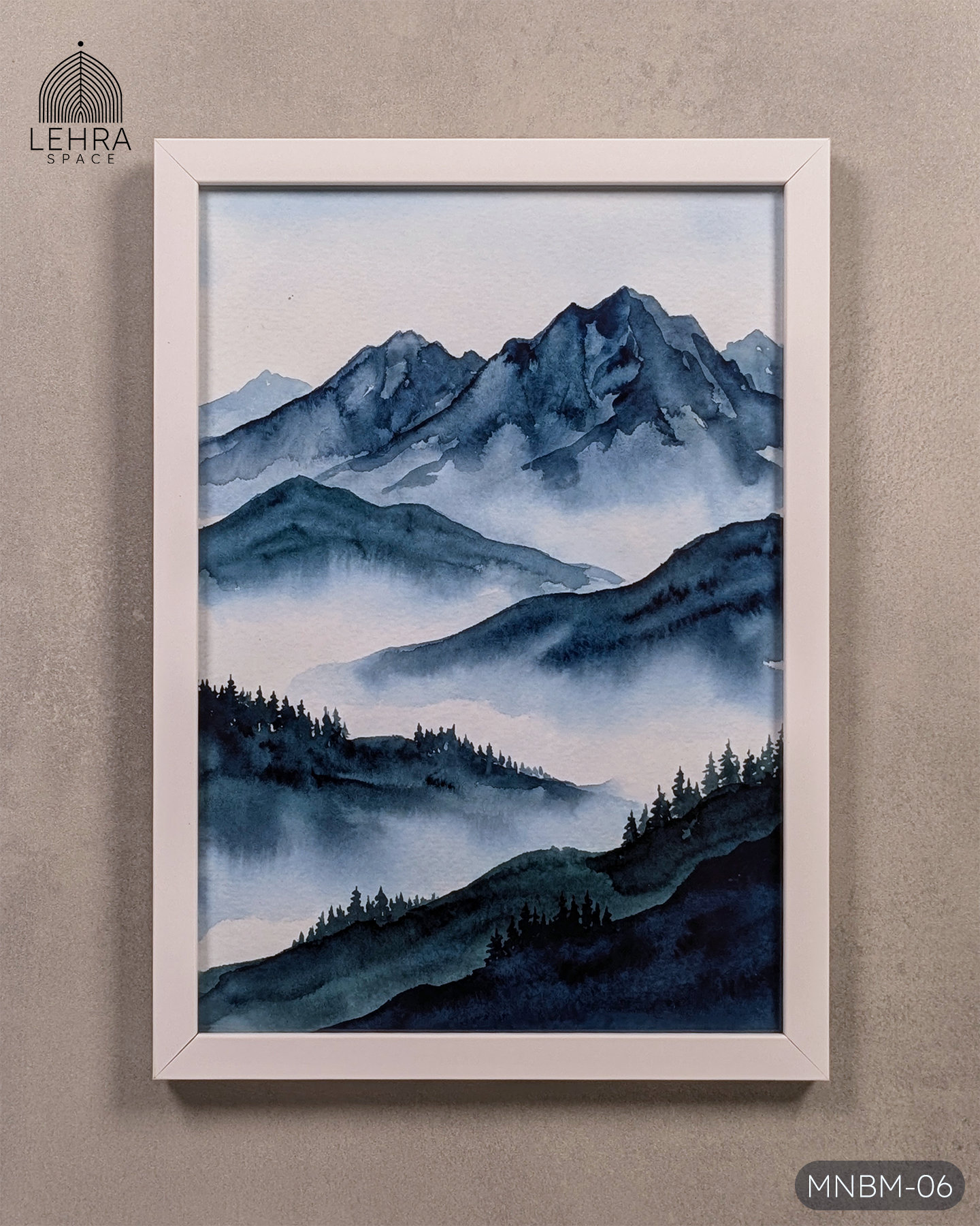 Minimalist Blue Mountains #06 - Glass Framed Wall Art