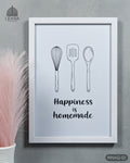 Happiness is Homemade - Minimalist Kitchen Quotes #01 - Glass Framed Wall Art