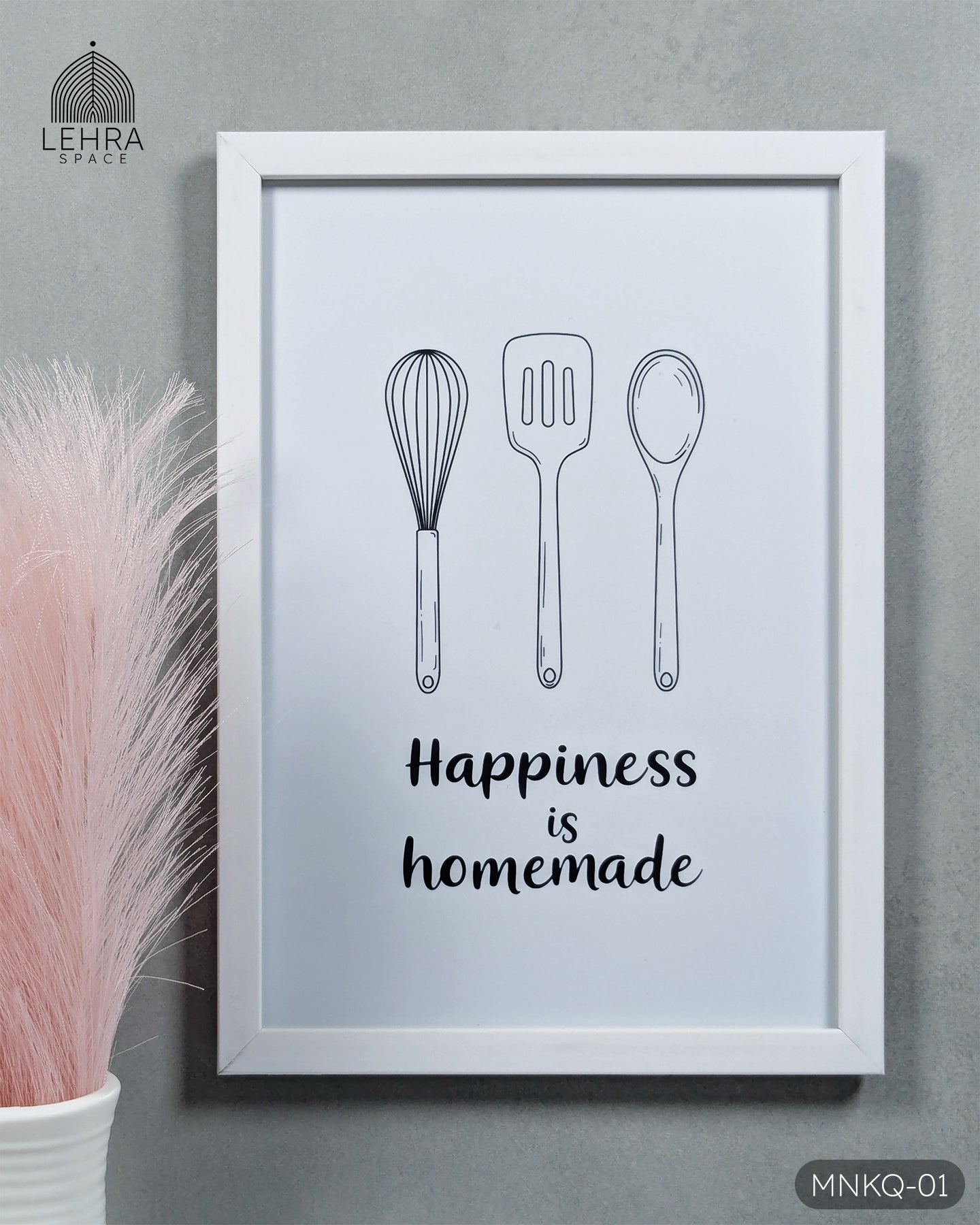 Happiness is Homemade - Minimalist Kitchen Quotes #01 - Glass Framed Wall Art