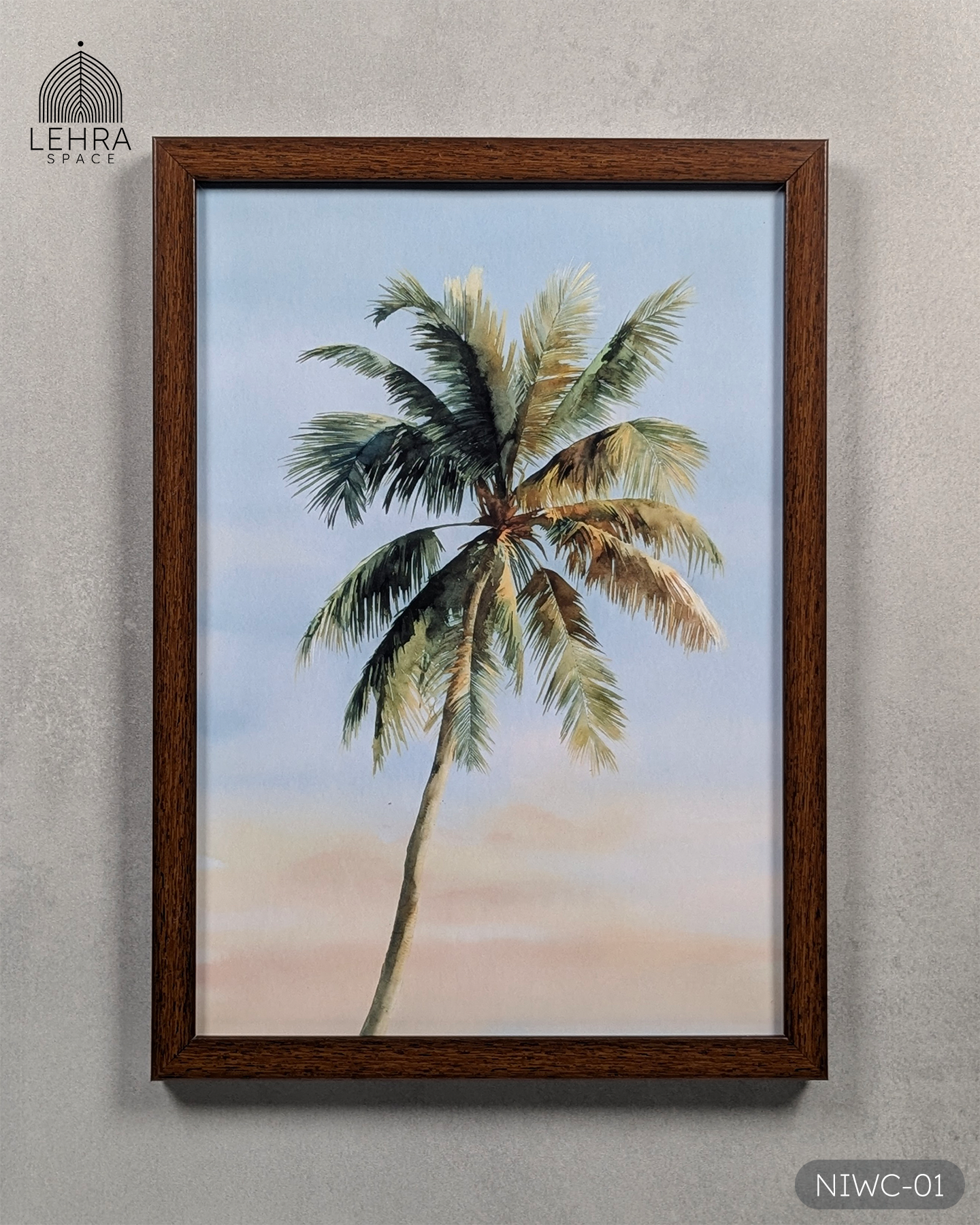 Solitary Coconut at Sunset - Nature in Watercolor #01 - Glass Framed Wall Art