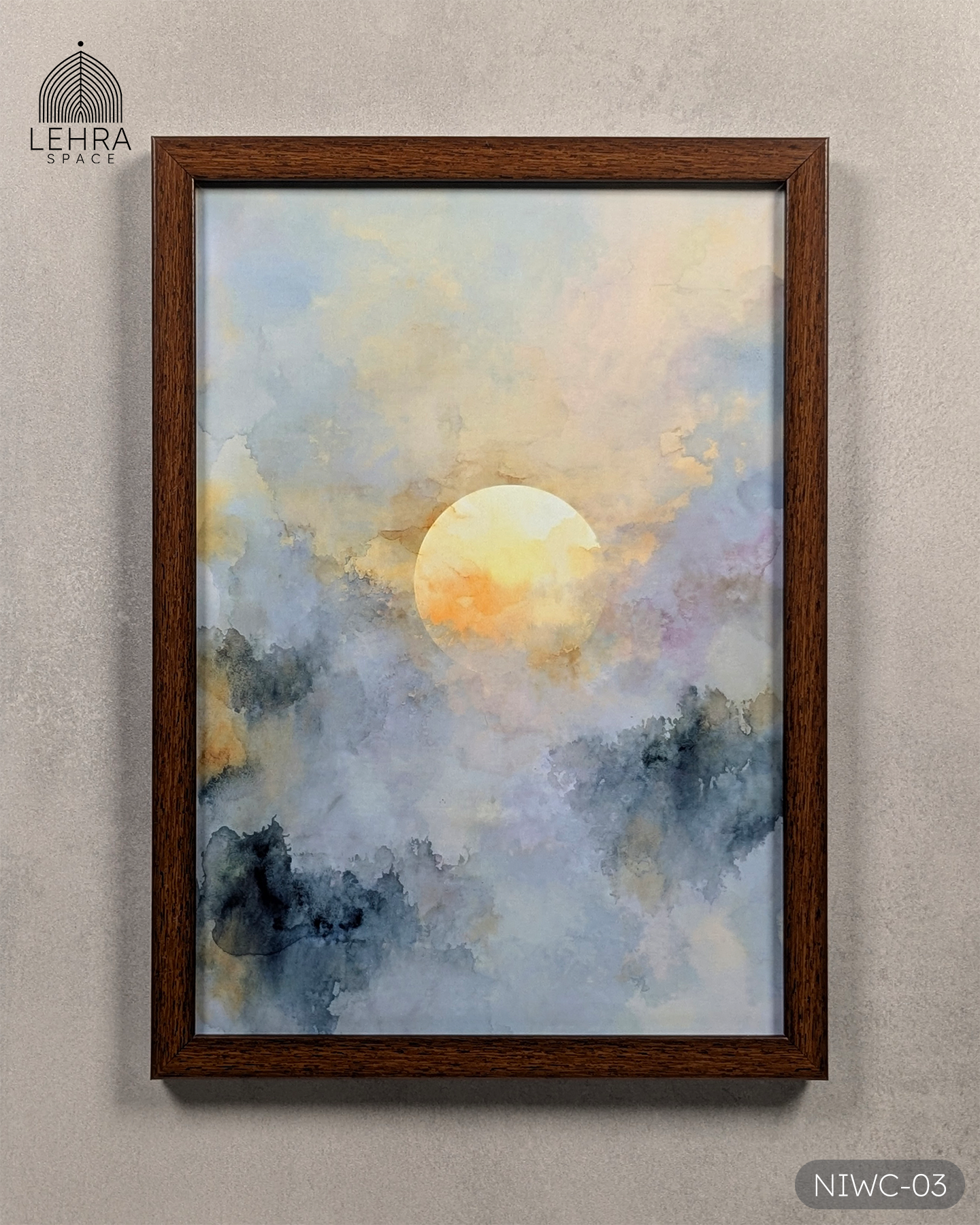 Ethereal Sun through Clouds - Nature in Watercolor #03 - Glass Framed Wall Art
