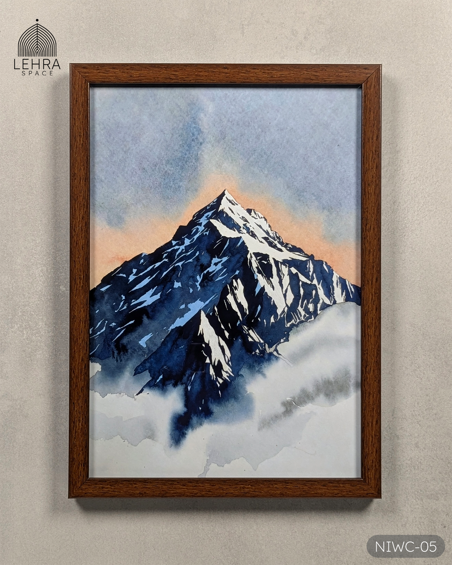 Snow Mountain Summit - Nature in Watercolor #05 - Glass Framed Wall Art