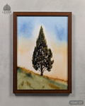 Solitary Hillside Pine - Nature in Watercolor #07 - Glass Framed Wall Art