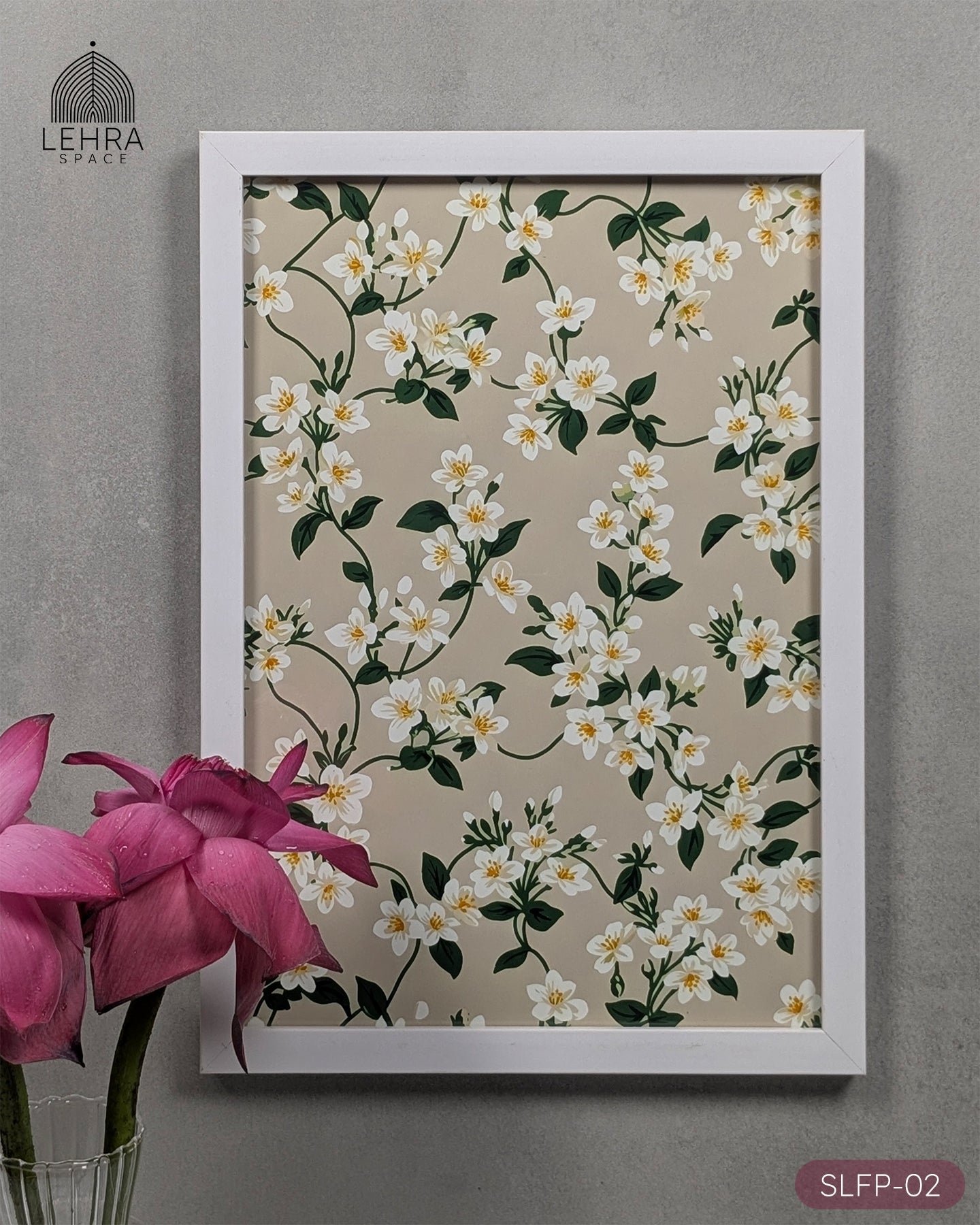 Jasmine - Sri Lankan Floral Patterns #02 - Glass Framed Wall Art