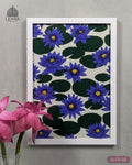 Blue Water Lily - Sri Lankan Floral Patterns #03 - Glass Framed Wall Art