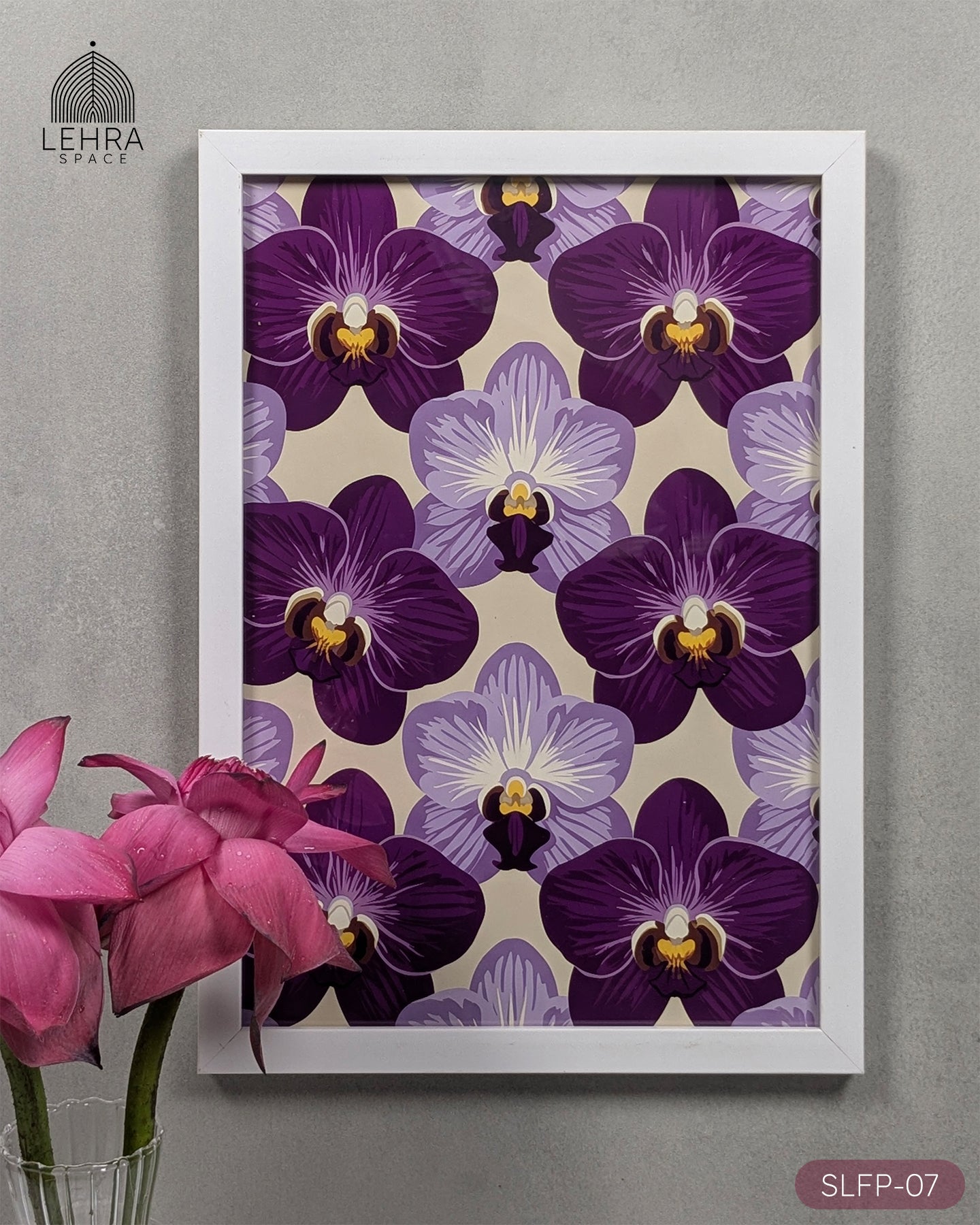 Purple Orchid - Sri Lankan Floral Patterns #07 - Glass Framed Wall Art