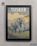 Sri Lankan Elephant - Sri Lankan Retro Posters #05 - Glass Framed Wall Art