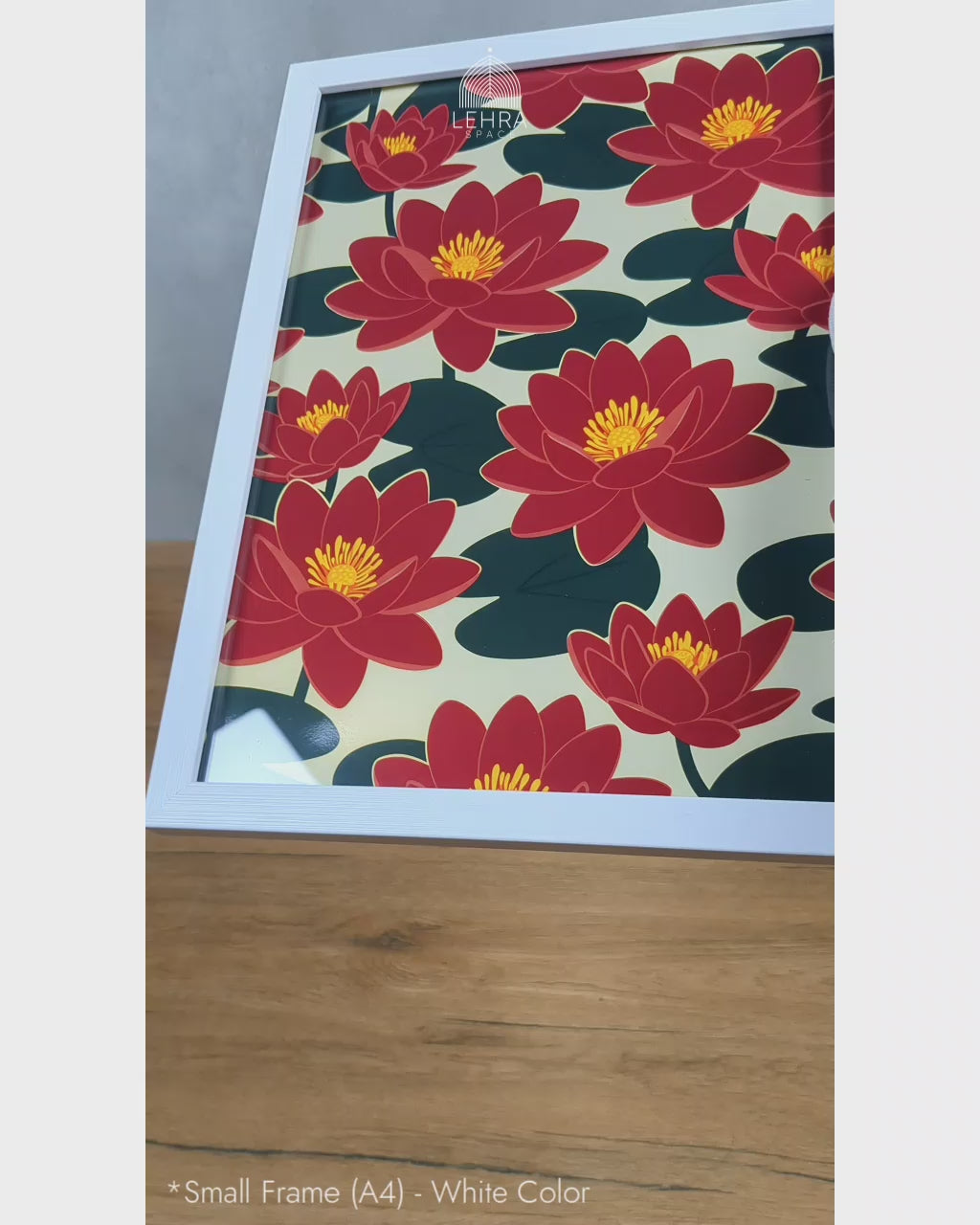 Red Lotus - Sri Lankan Floral Patterns #08 - Glass Framed Wall Art