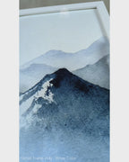 Minimalist Blue Mountains #01 - Glass Framed Wall Art