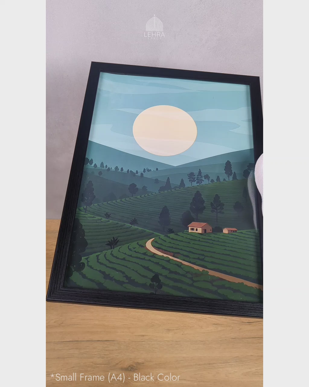 Rolling Tea Estate - Ceylon Landscapes by Moonlight #04 - Glass Framed Wall Art