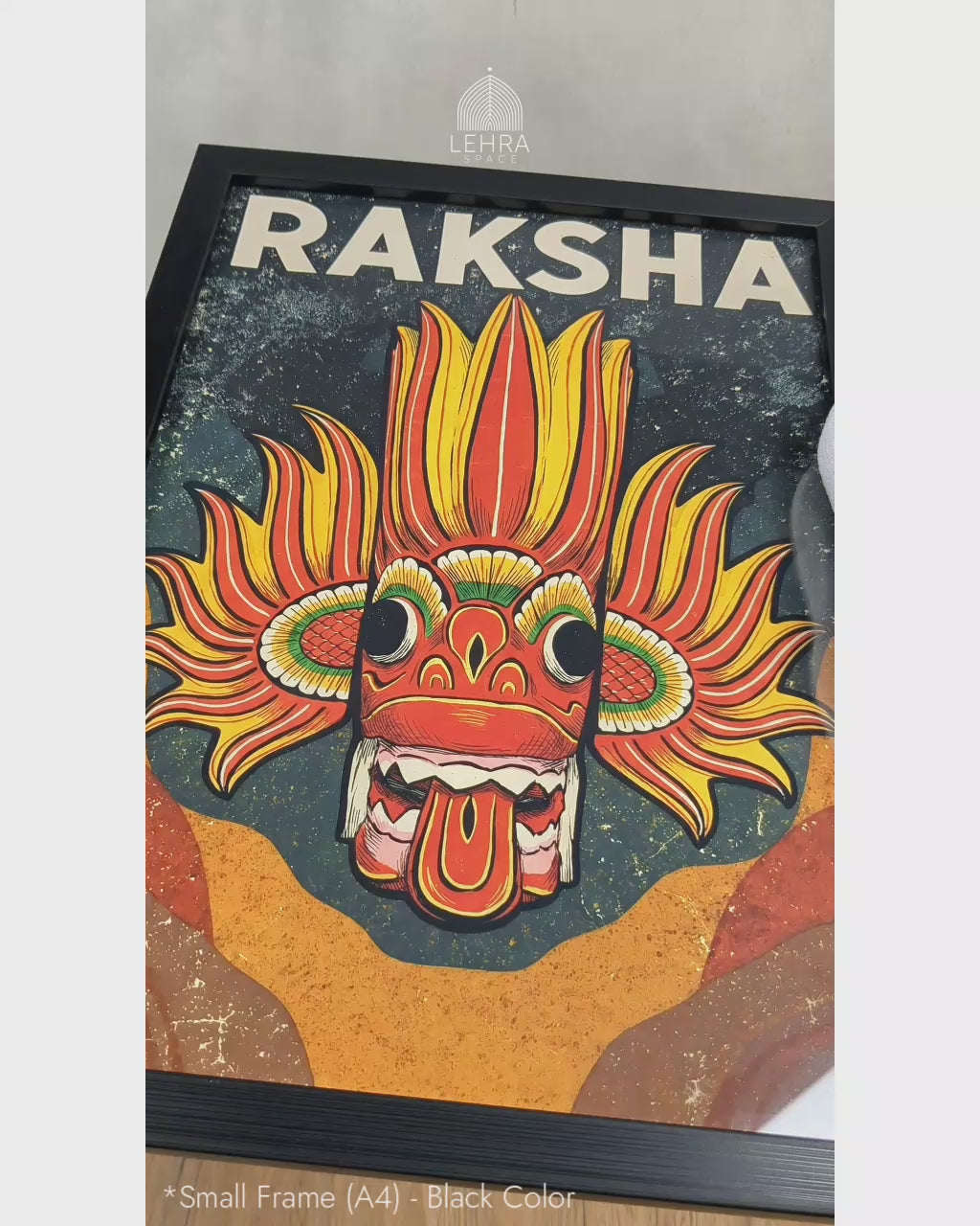 Raksha Mask - Sri Lankan Retro Posters #03 - Glass Framed Wall Art