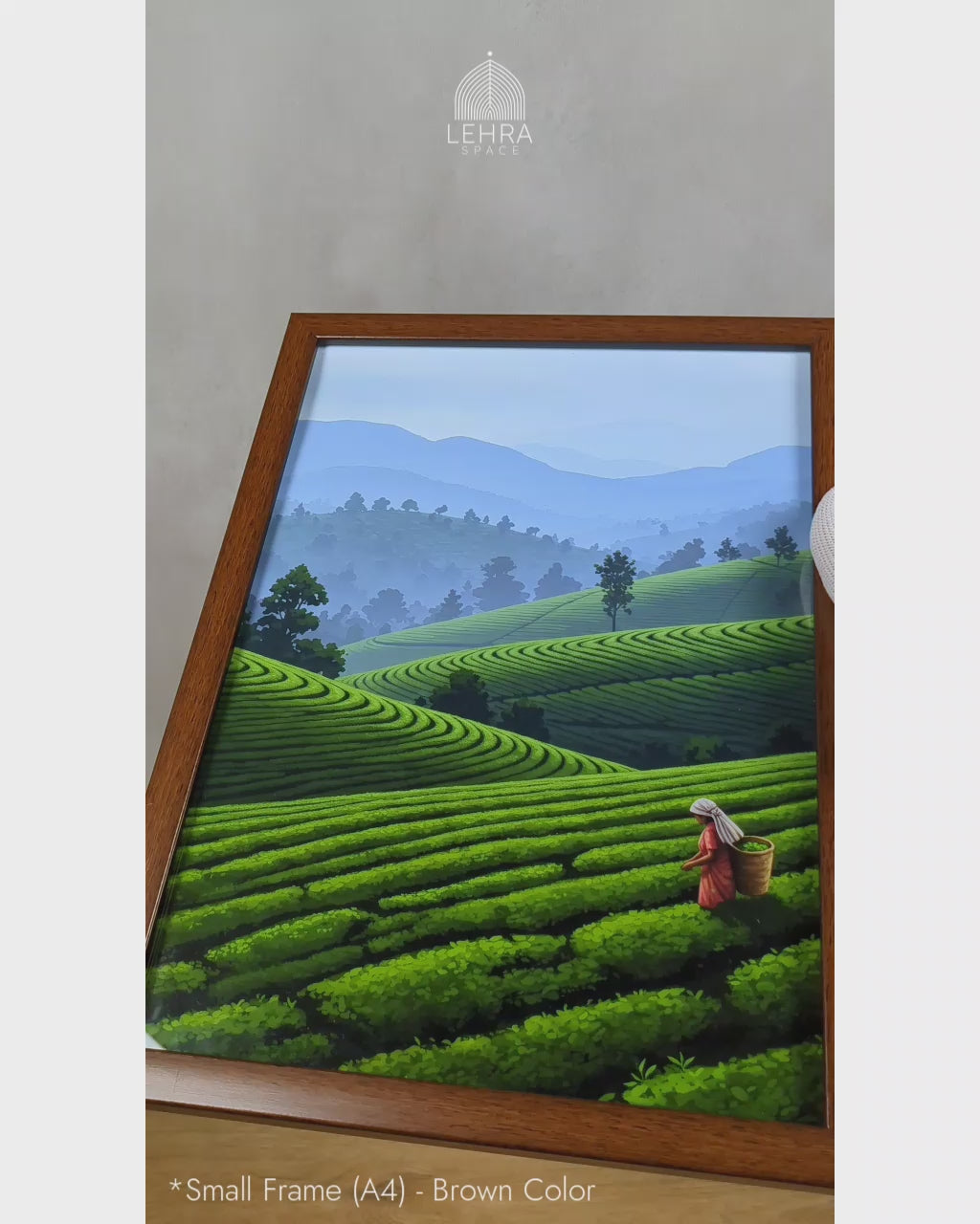Misty Tea Harvest - Ceylon Scenery Illustrated #08 - Glass Framed Wall Art