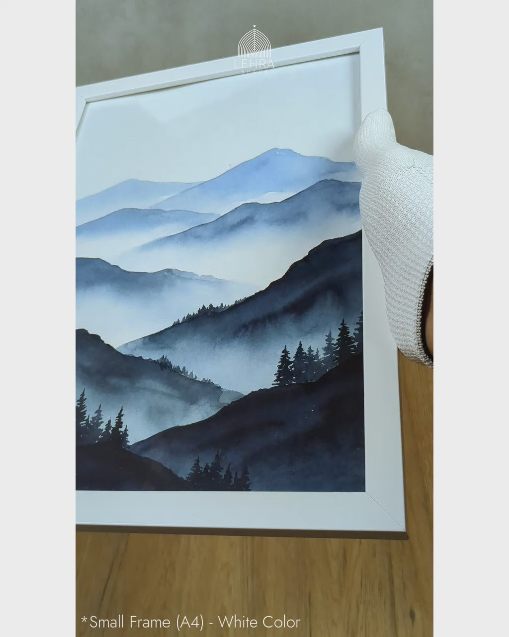Minimalist Blue Mountains #04 - Glass Framed Wall Art