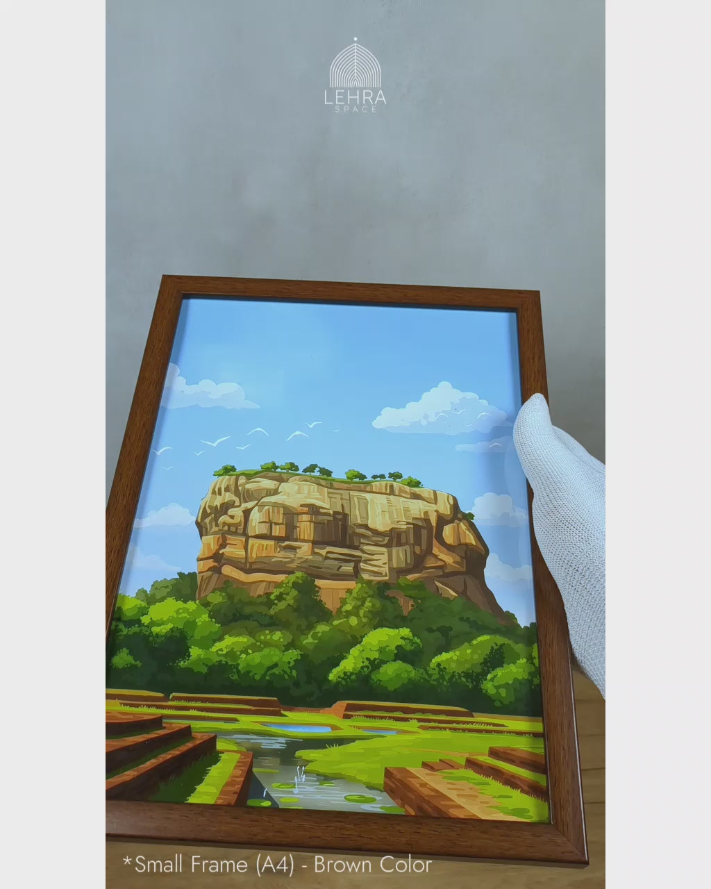 Sigiriya Rock Fortress - Ceylon Scenery Illustrated #06 - Glass Framed Wall Art