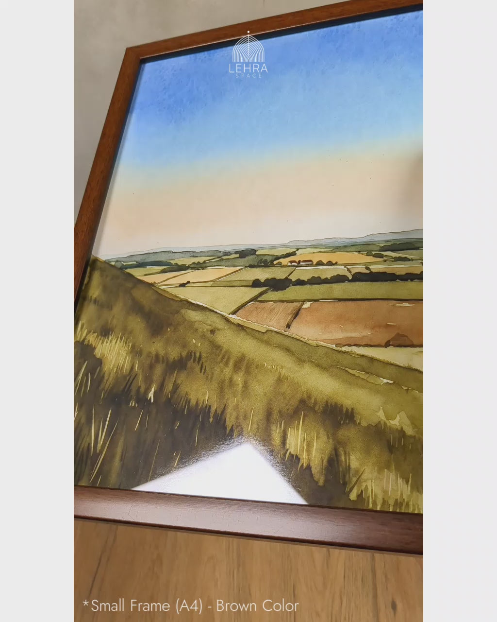 Rolling Country Fields - Nature in Watercolor #08 - Glass Framed Wall Art