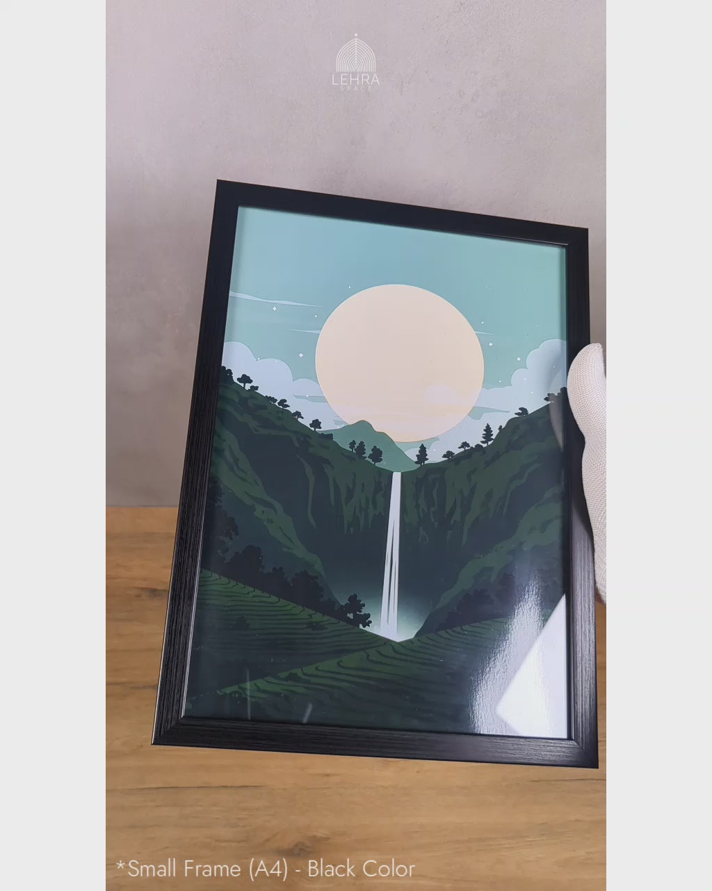 Upcountry Waterfall - Ceylon Landscapes by Moonlight #05 - Glass Framed Wall Art