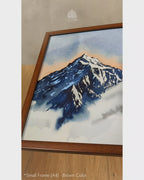 Snow Mountain Summit - Nature in Watercolor #05 - Glass Framed Wall Art