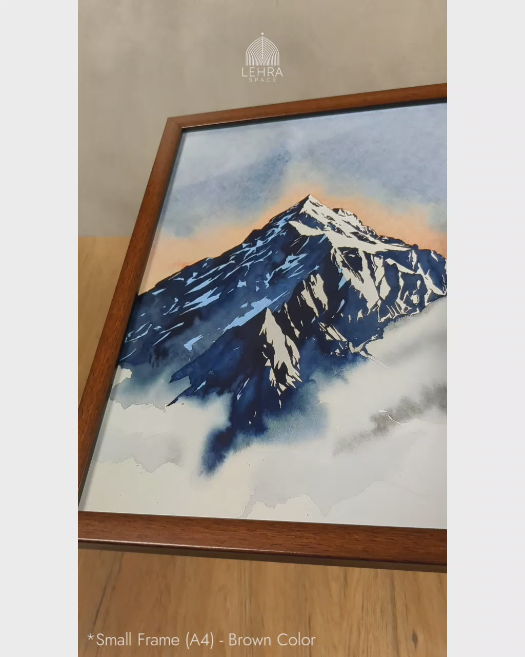 Snow Mountain Summit - Nature in Watercolor #05 - Glass Framed Wall Art