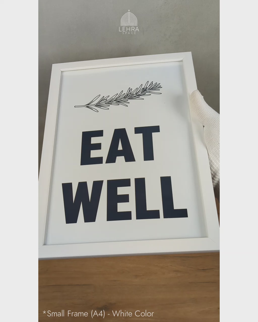 Eat Well - Minimalist Kitchen Quotes #08 - Glass Framed Wall Art