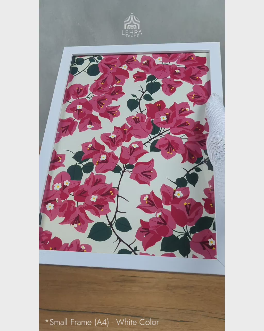 Pink Bougainvillea - Sri Lankan Floral Patterns #05 - Glass Framed Wall Art