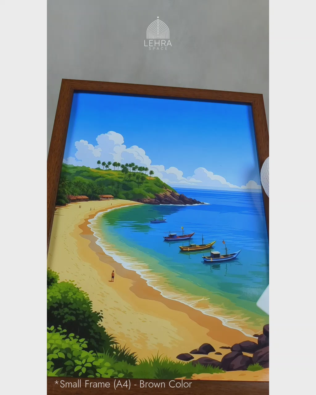 The Beach Cove - Ceylon Scenery Illustrated #07 - Glass Framed Wall Art