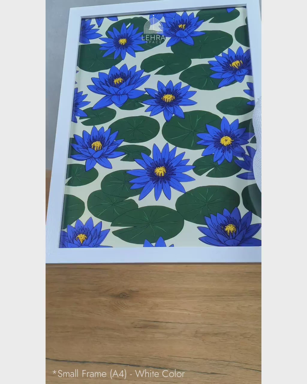 Blue Water Lily - Sri Lankan Floral Patterns #03 - Glass Framed Wall Art