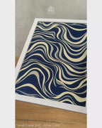 Modern Indigo Abstract Patterns #04 - Glass Framed Wall Art