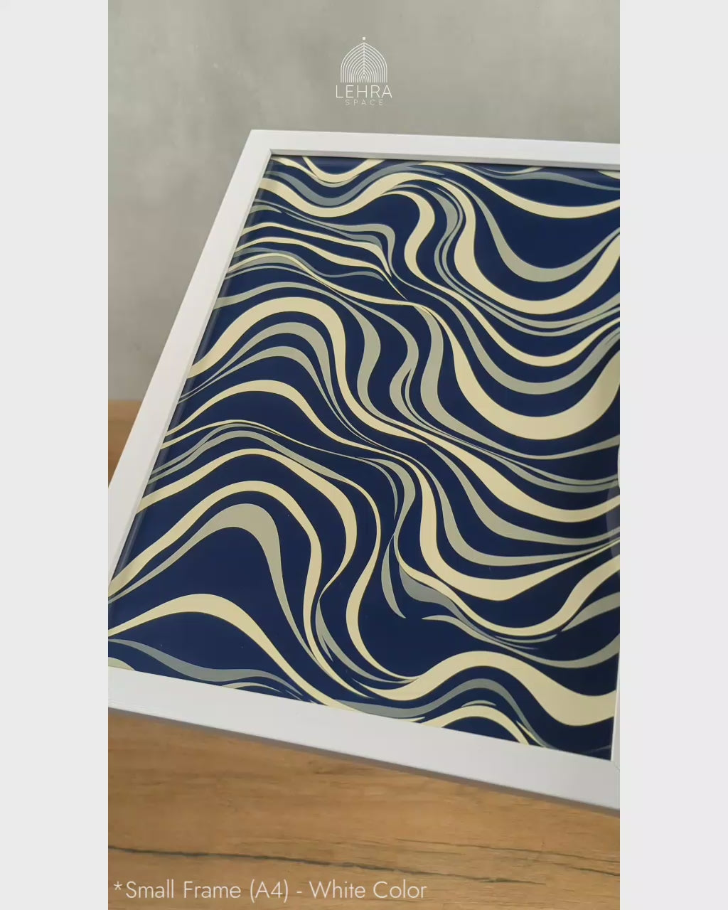 Modern Indigo Abstract Patterns #04 - Glass Framed Wall Art