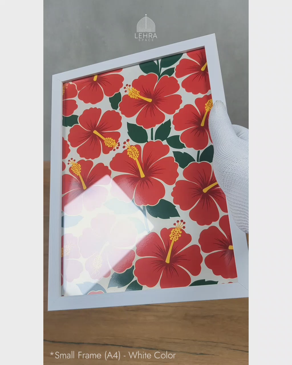 Red Hibiscus - Sri Lankan Floral Patterns #09 - Glass Framed Wall Art