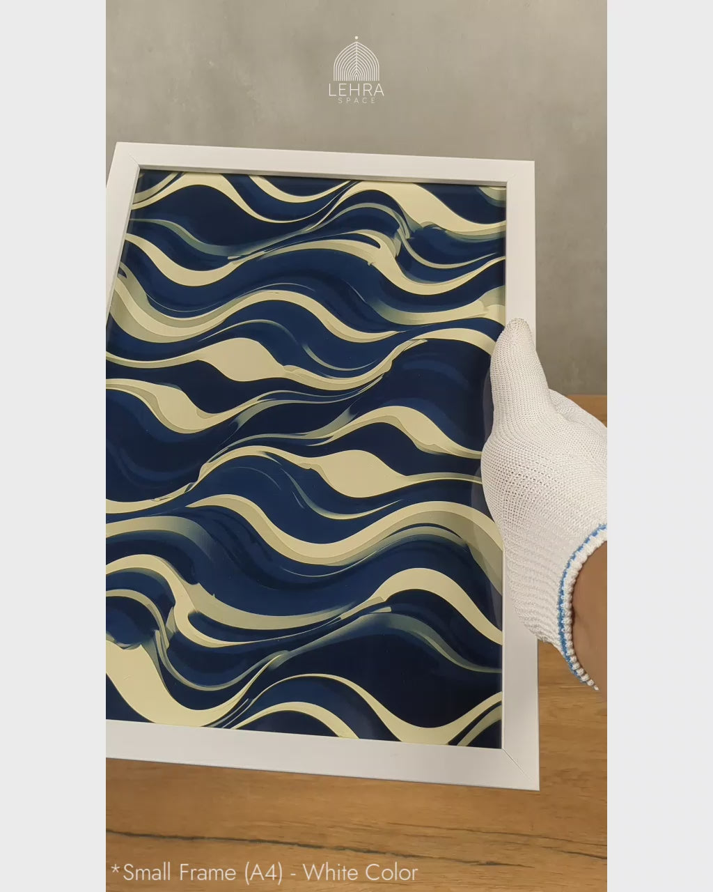 Modern Indigo Abstract Patterns #03 - Glass Framed Wall Art